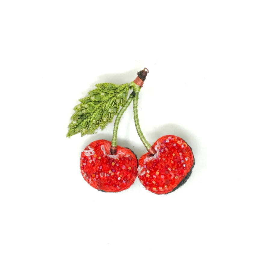 North Star Cherry Hand-Embroidered Brooch Pin