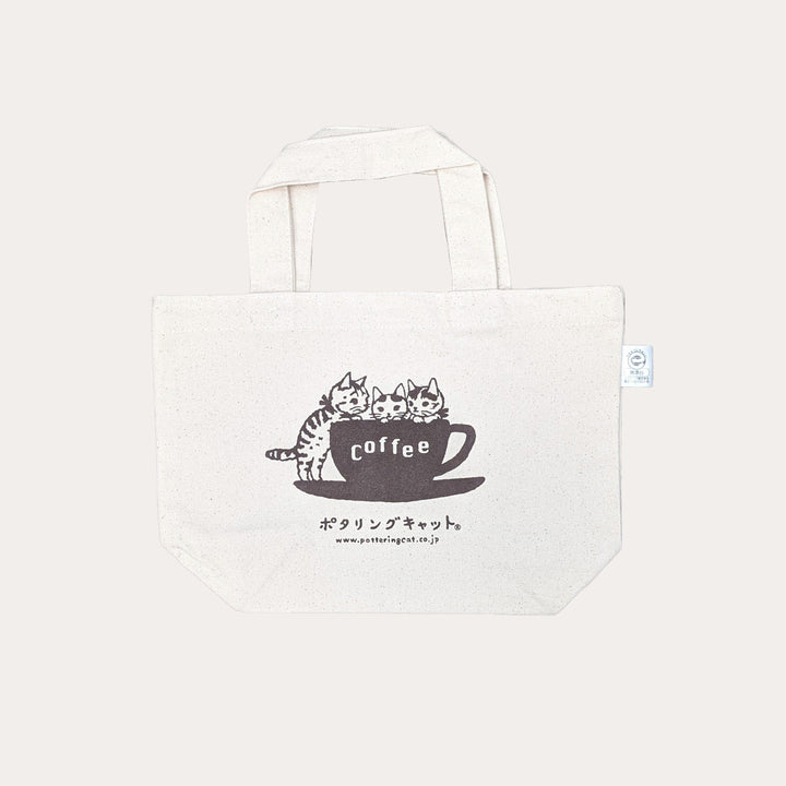 Coffee Cat Small Canvas Tote Bag