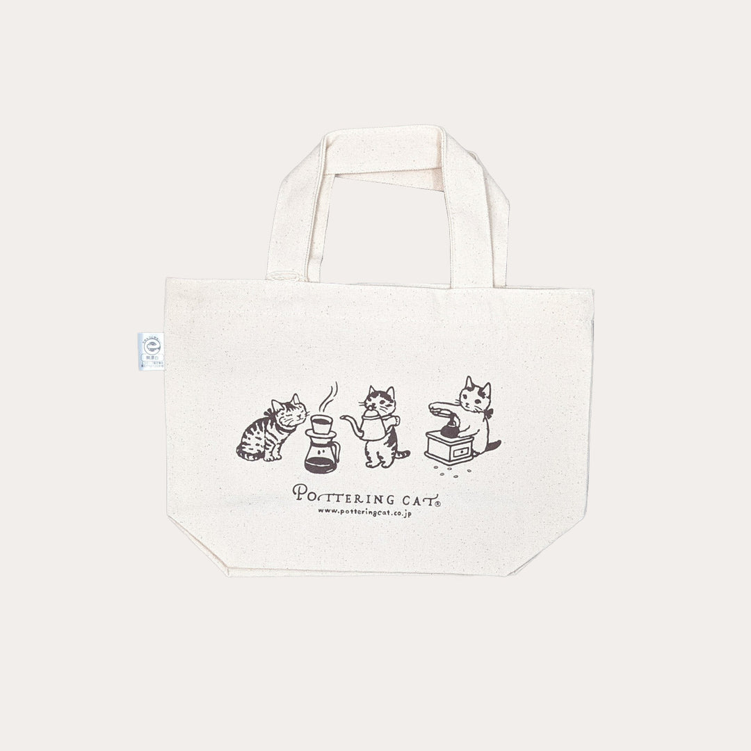 Coffee Cat Small Canvas Tote Bag