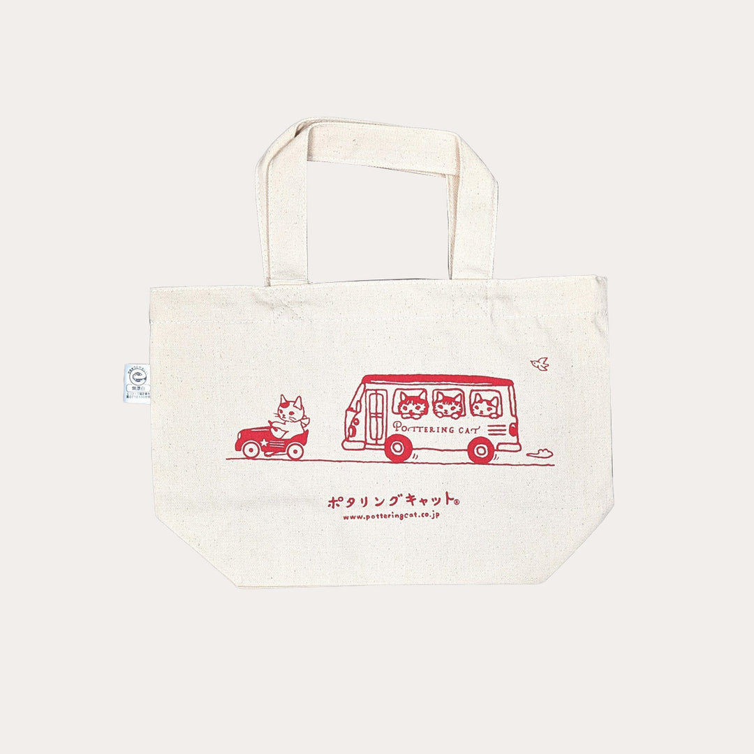 Leisurely Bus of Cats Small Canvas Tote Bag