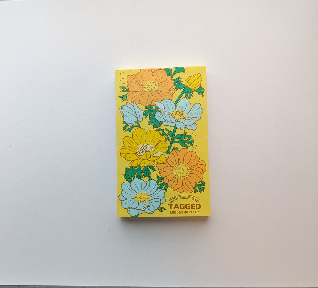Yellow Flowers Tagged Life Waterproof Memo Pad | Lined