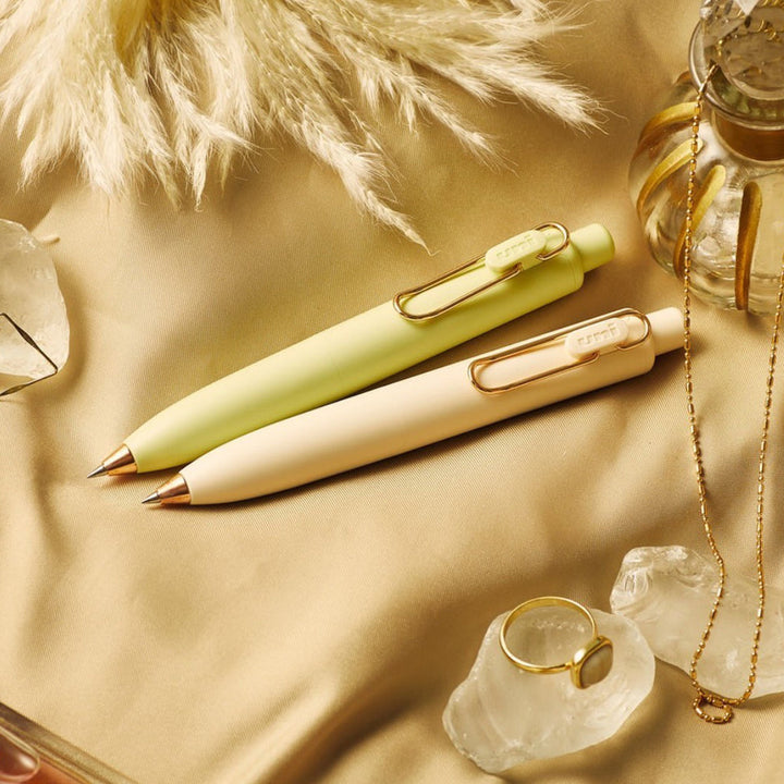 Uni-Ball One P Retractable Gel Pen | Yogurt Cream with Rose Gold Clip | 0.5mm | Limited Edition