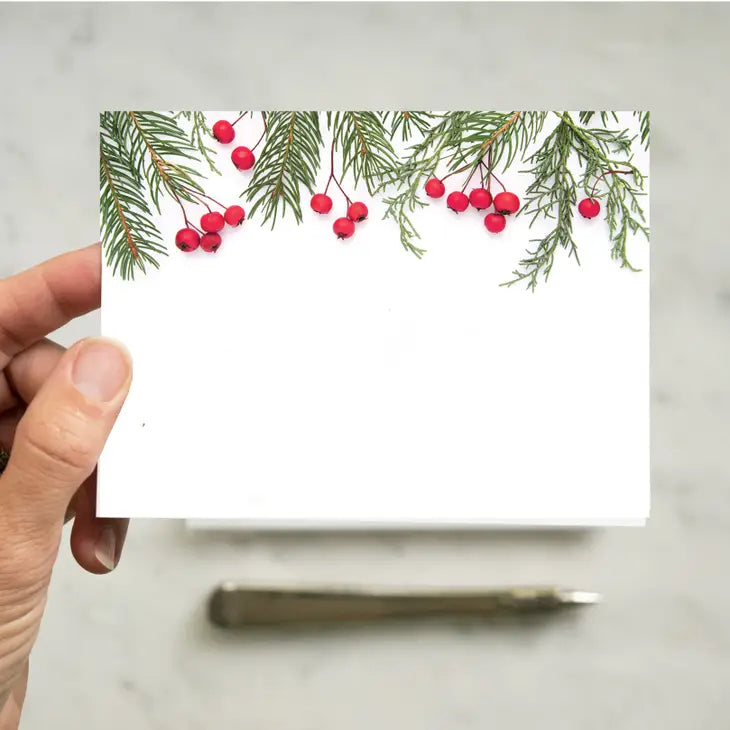 Evergreens And Berries | 8 Flat Card Set