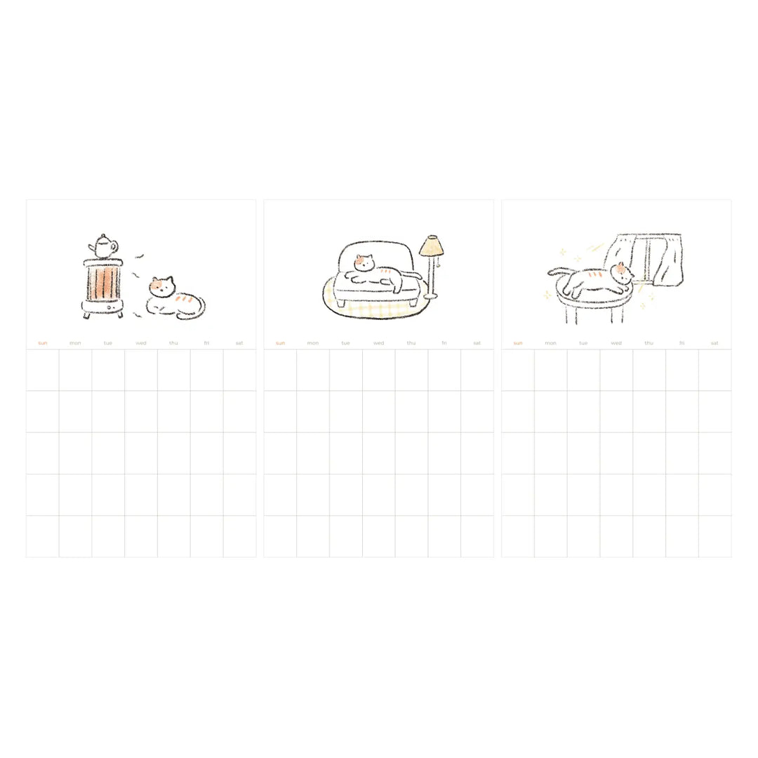 Relaxing Cat Monthly Plan Calendar Stickers
