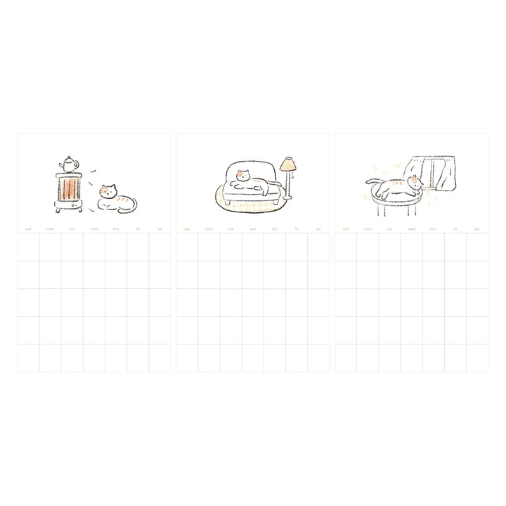 Relaxing Cat Monthly Plan Calendar Stickers