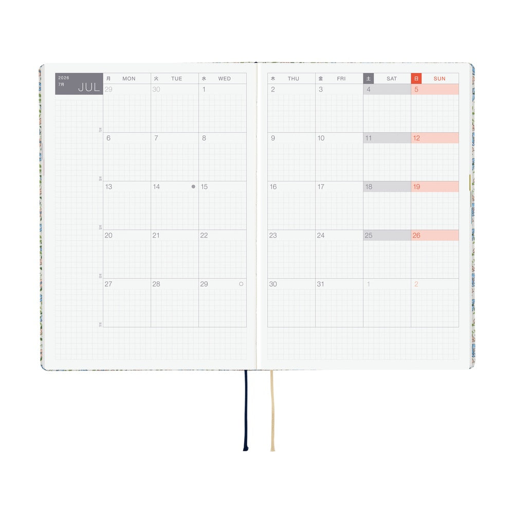 Hobonichi Techo 2026 A5 HON Planner | Liberty Fabrics: Sasha Kiora | English
