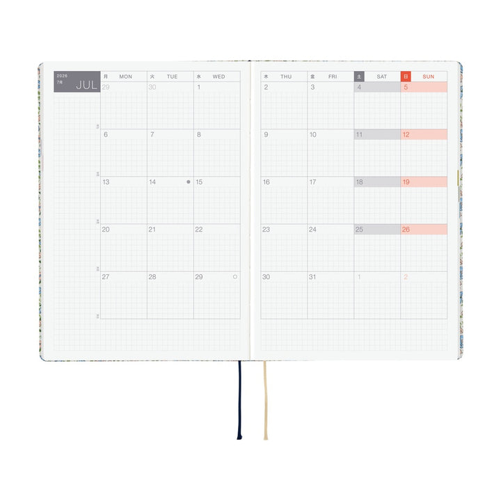 Hobonichi Techo 2026 A5 HON Planner | Liberty Fabrics: Sasha Kiora | English