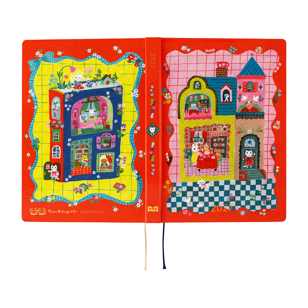 Hobonichi Techo 2026 A5 HON Planner | Yumi Kitagishi: White Cat and Rabbit’s Tea Room | English