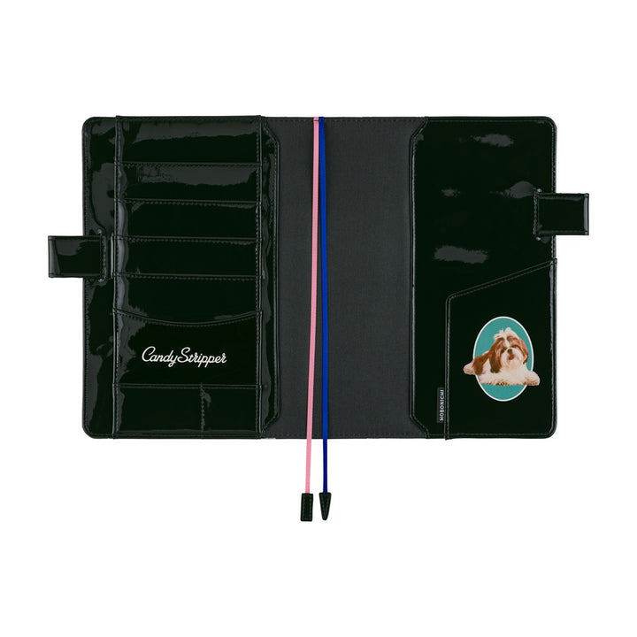 Hobonichi Techo A5 Cousin Cover with Planner | Candy Stripper: Random Dog & Cat (Black) | English Mon Start