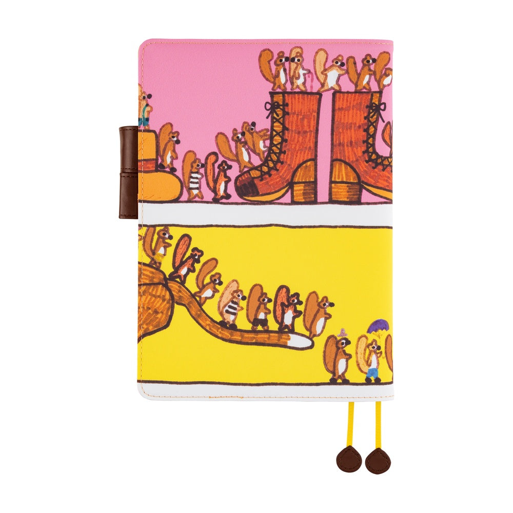 Hobonichi Techo A5 Cousin Cover with Planner | 100%ORANGE: Where’s the Squirrel Going | English Mon Start