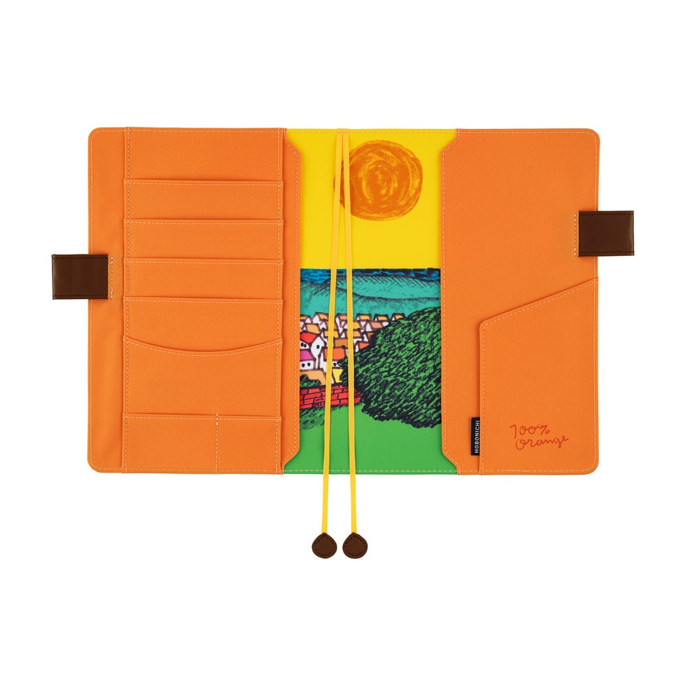 Hobonichi Techo A5 Cousin Cover with Planner | 100%ORANGE: Where’s the Squirrel Going | English Mon Start
