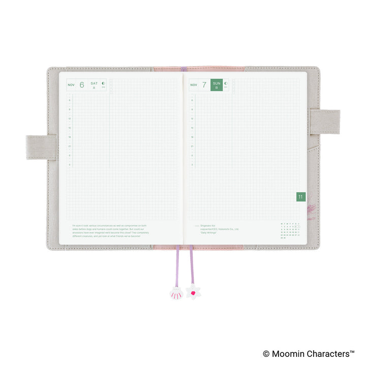 Hobonichi Techo A5 Cousin Cover | Moomin: My Yard (Pink Gray)