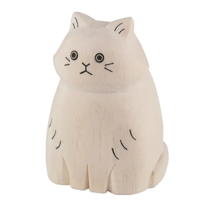 Long Haired White Cat | Wooden Animal