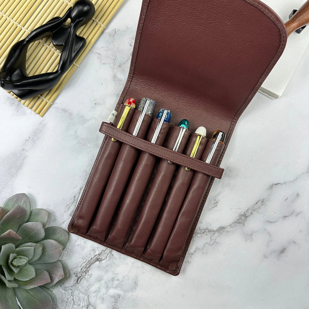 Leather 6 Pen Case