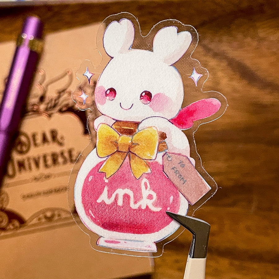 Little Ink Bottle Clear Vinyl Sticker