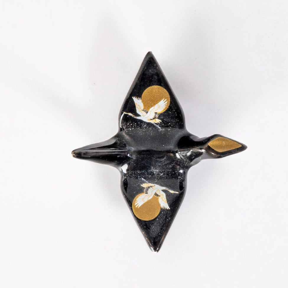 Black Origami Crane Porcelain Pen Rest