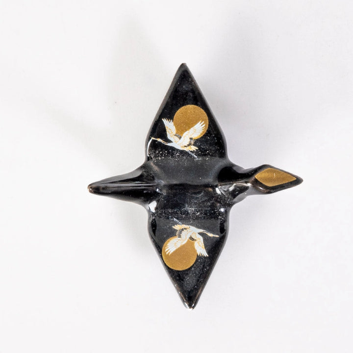 Black Origami Crane Porcelain Pen Rest