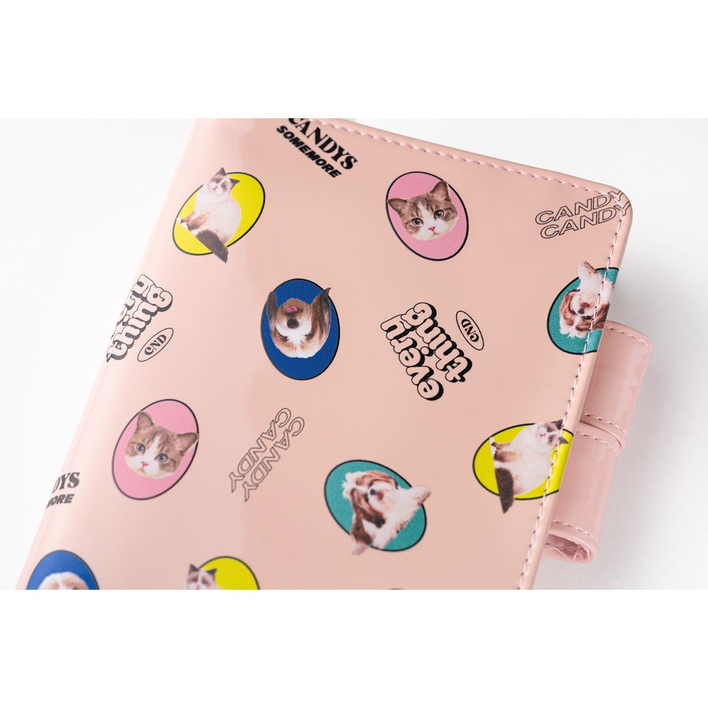 Hobonichi Techo A6 Original Cover with Planner | Candy Stripper: Random Dog & Cat (Pink) | English Mon Start
