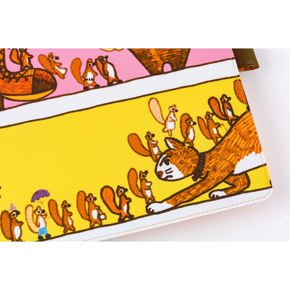 Hobonichi Techo A5 Cousin Cover with Planner | 100%ORANGE: Where’s the Squirrel Going | English Mon Start