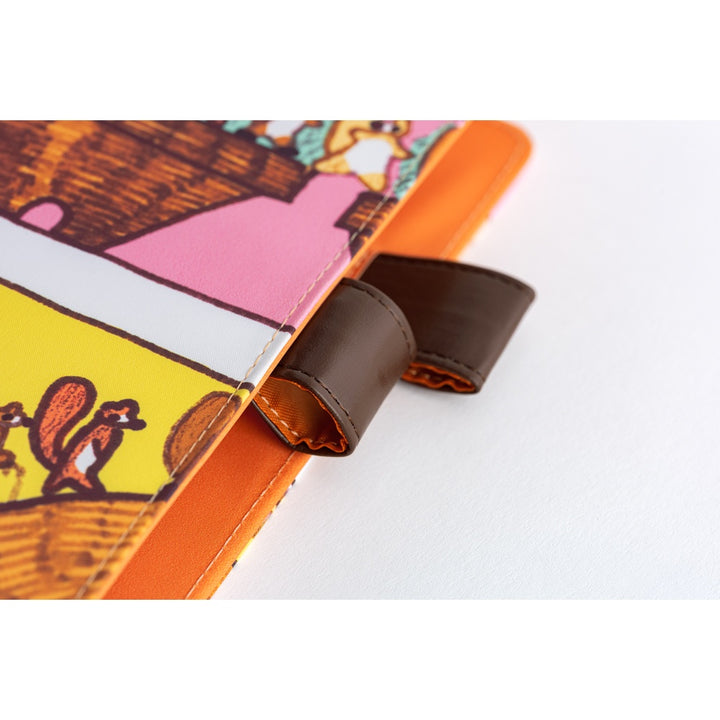 Hobonichi Techo A5 Cousin Cover with Planner | 100%ORANGE: Where’s the Squirrel Going | English Mon Start