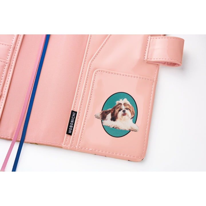 Hobonichi Techo A6 Original Cover with Planner | Candy Stripper: Random Dog & Cat (Pink) | English Mon Start