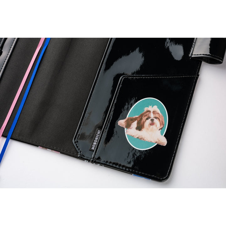 Hobonichi Techo A5 Cousin Cover with Planner | Candy Stripper: Random Dog & Cat (Black) | English Mon Start