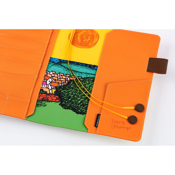 Hobonichi Techo A5 Cousin Cover with Planner | 100%ORANGE: Where’s the Squirrel Going | English Mon Start