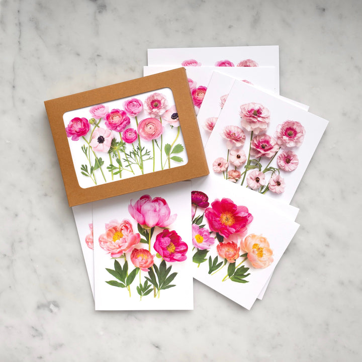 Ranunculus and Peonies | Assorted 8 Card Set