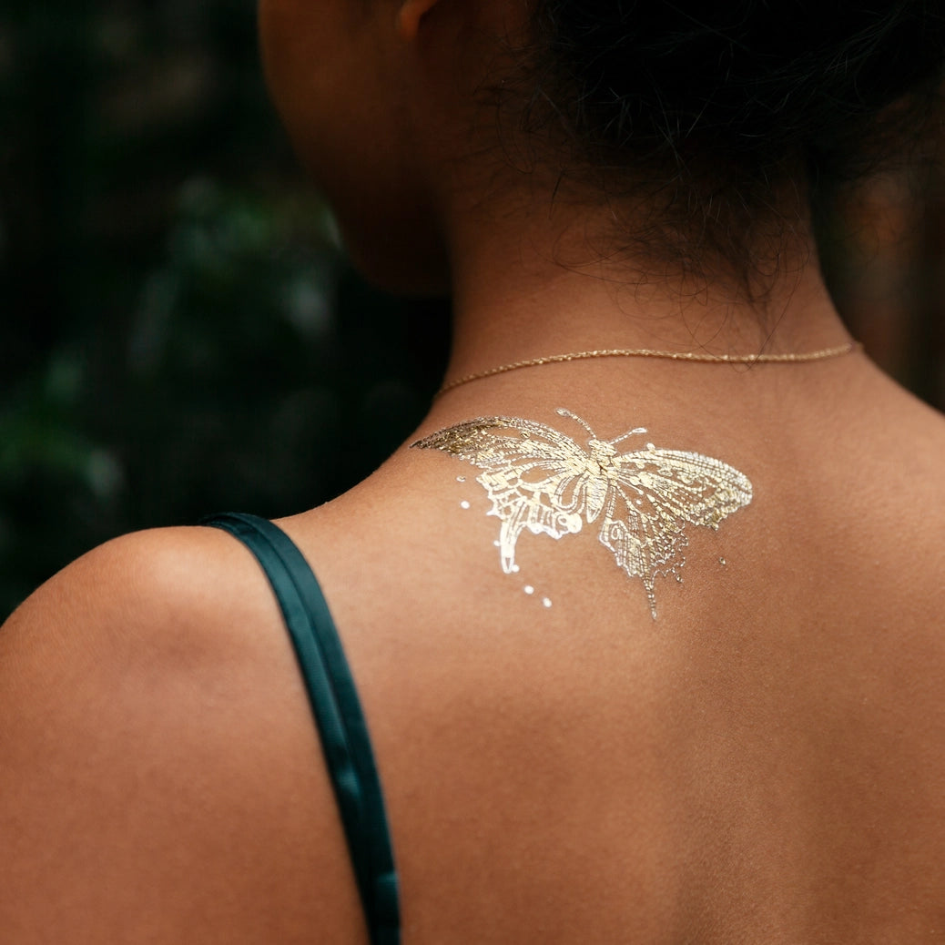 Golden Butterfly | Temporary Tattoo Pair