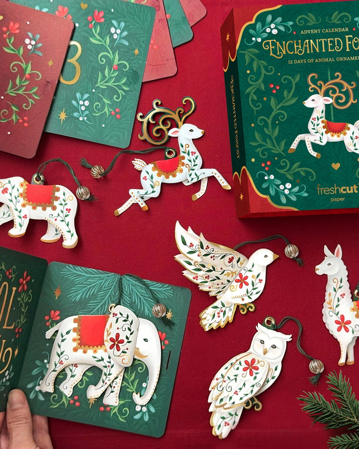 Enchanted Forest 12 Day Advent Calendar Ornament Gift Set