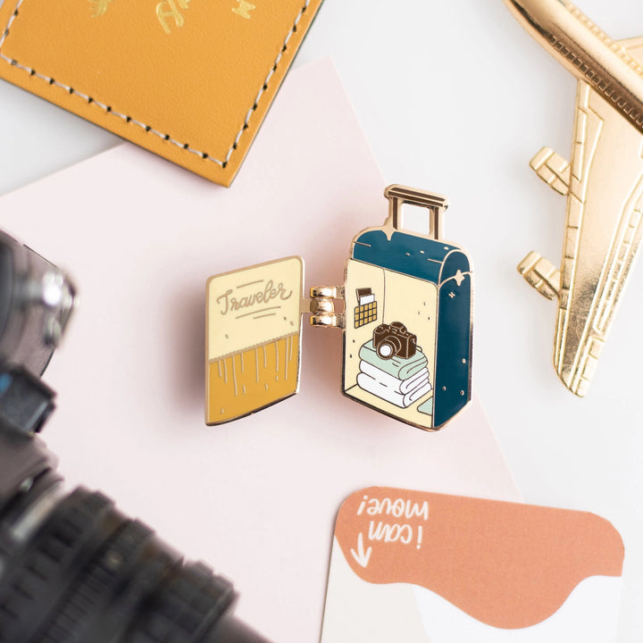 Traveler Suitcase Interactive Enamel Pin