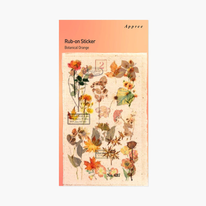 Botanical Orange Rub-On Stickers