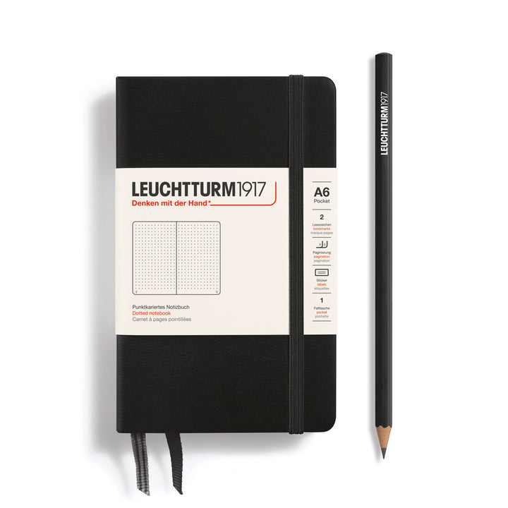 Hardcover A6 Dot Grid Pocket Notebook | Black