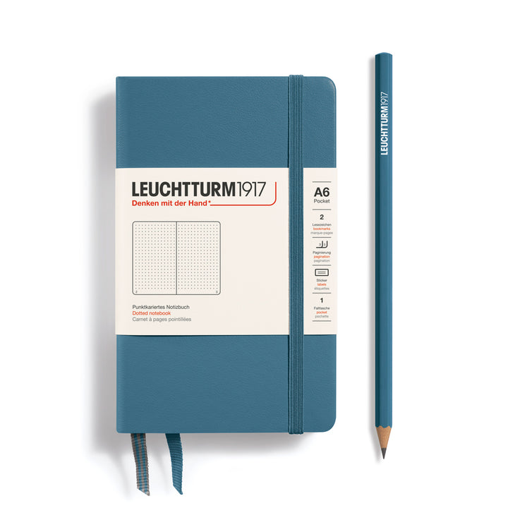 Hardcover A6 Dot Grid Pocket Notebook | Stone Blue