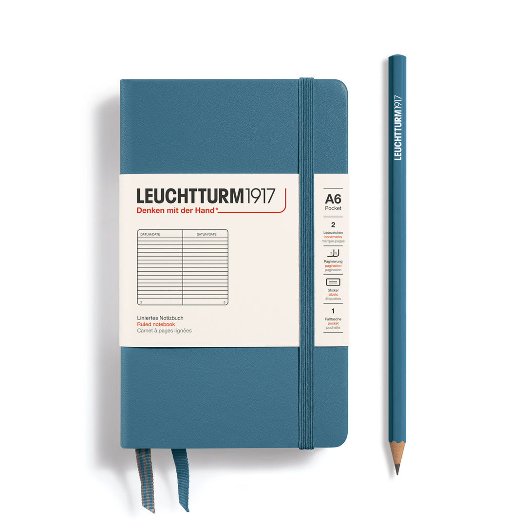 Hardcover A6 Lined Pocket Notebook | Stone Blue