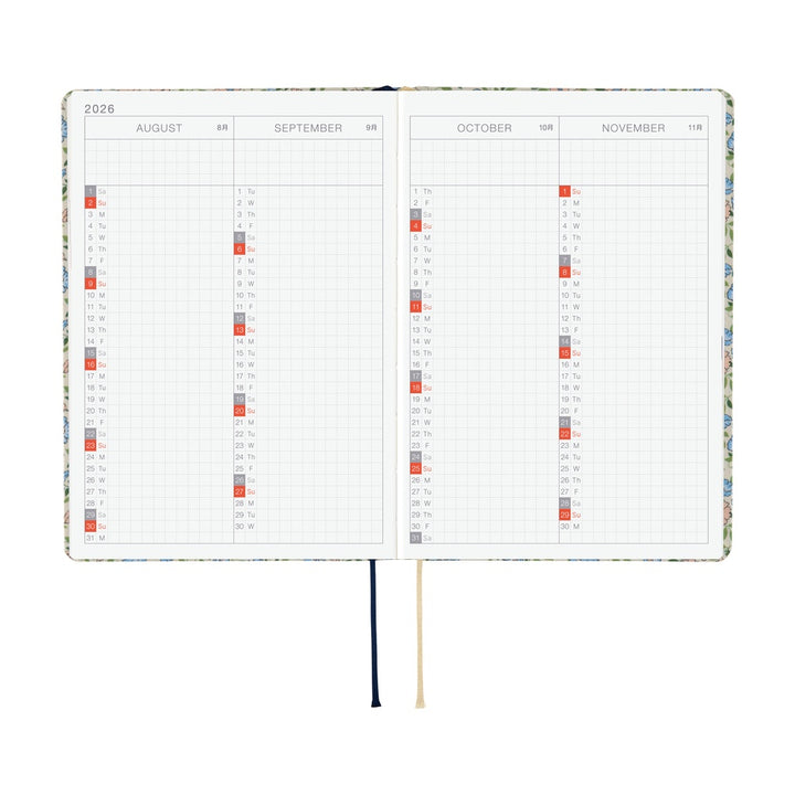 Hobonichi Techo 2026 A6 HON Planner | Liberty Fabrics: Sasha Kiora | English