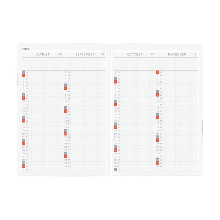 Hobonichi Techo 2026 A6 HON Planner | Paper Series: Black Gingham | English