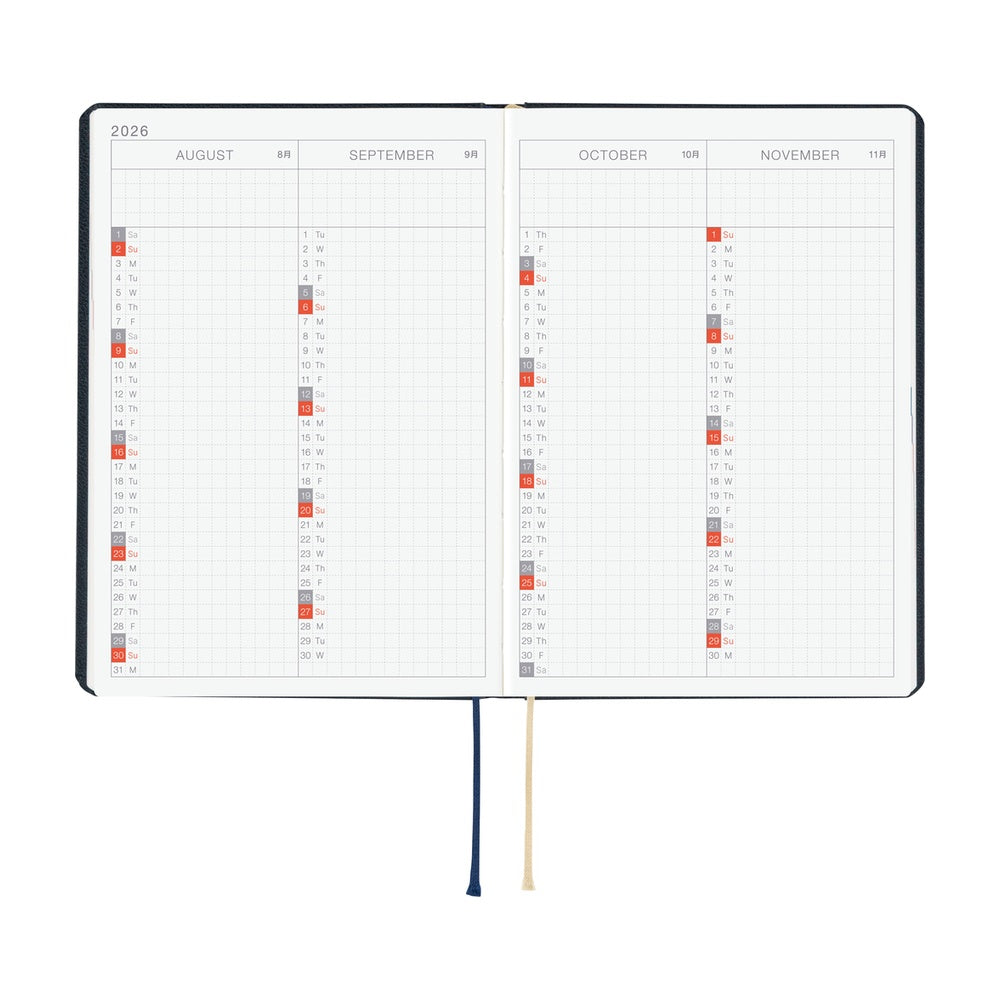 Hobonichi Techo 2026 A6 HON Planner | Slash Navy | English