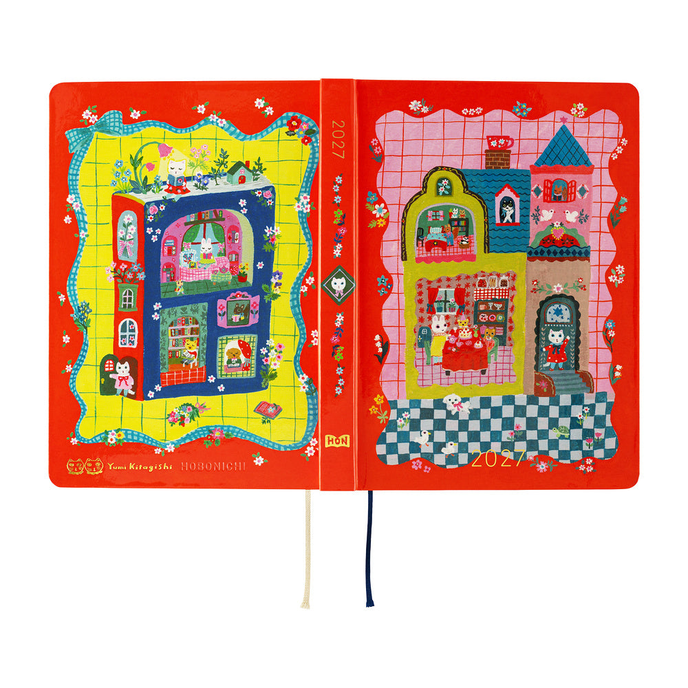Hobonichi Techo 2027 A6 HON Planner | Yumi Kitagishi: White Cat and Rabbit’s Tea Room | English