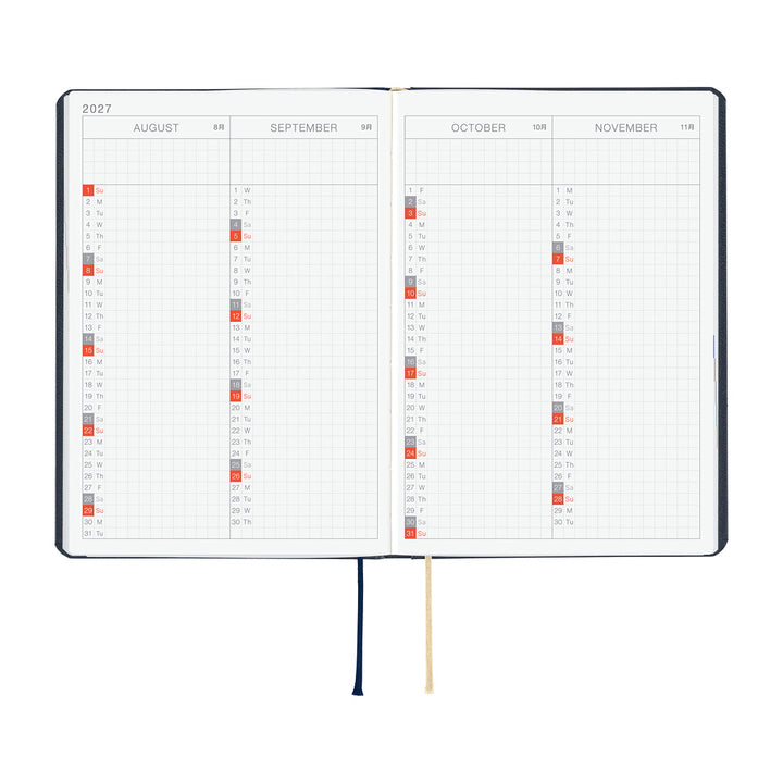 Hobonichi Techo 2027 A6 HON Planner | Slash Navy | English