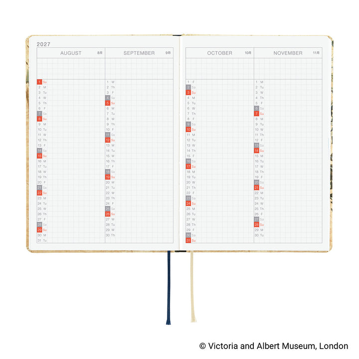 Hobonichi Techo 2027 A6 HON Planner | V&A Series: Vine | English