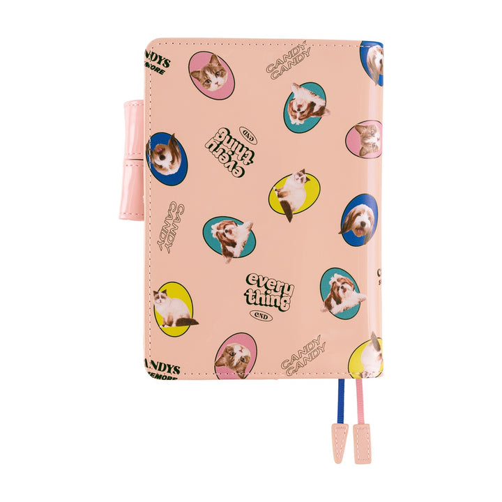 Hobonichi Techo A6 Original Cover with Planner | Candy Stripper: Random Dog & Cat (Pink) | English Mon Start