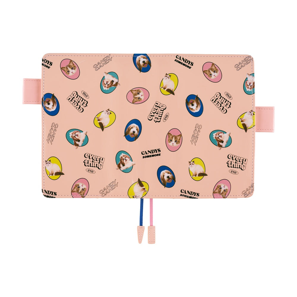 Hobonichi Techo A6 Original Cover with Planner | Candy Stripper: Random Dog & Cat (Pink) | English Mon Start
