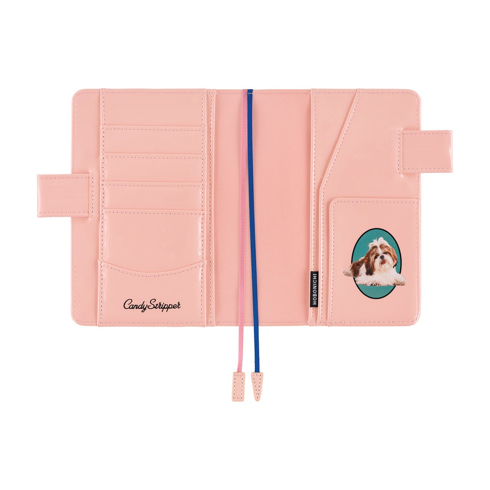 Hobonichi Techo A6 Original Cover with Planner | Candy Stripper: Random Dog & Cat (Pink) | English Mon Start