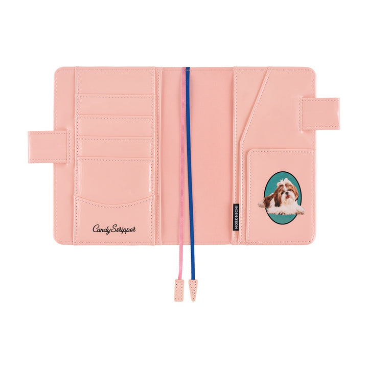 Hobonichi Techo A6 Original Cover with Planner | Candy Stripper: Random Dog & Cat (Pink) | English Mon Start