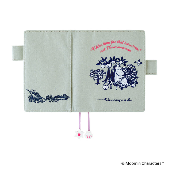 Hobonichi Techo A6 Original Cover | Moomin: My Yard (Pale Mint)