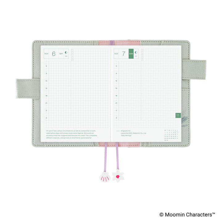 Hobonichi Techo A6 Original Cover | Moomin: My Yard (Pale Mint)