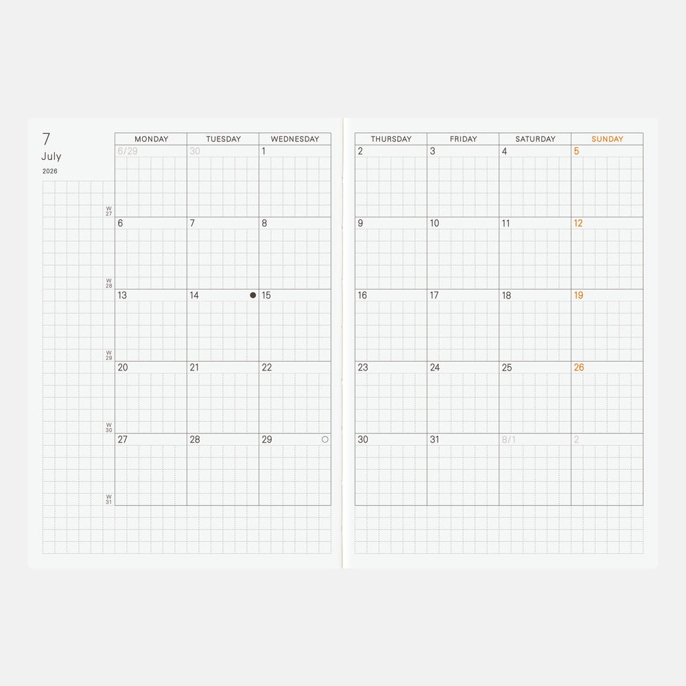 Hobonichi Techo 2026 A6 English Planner Book | Book Only
