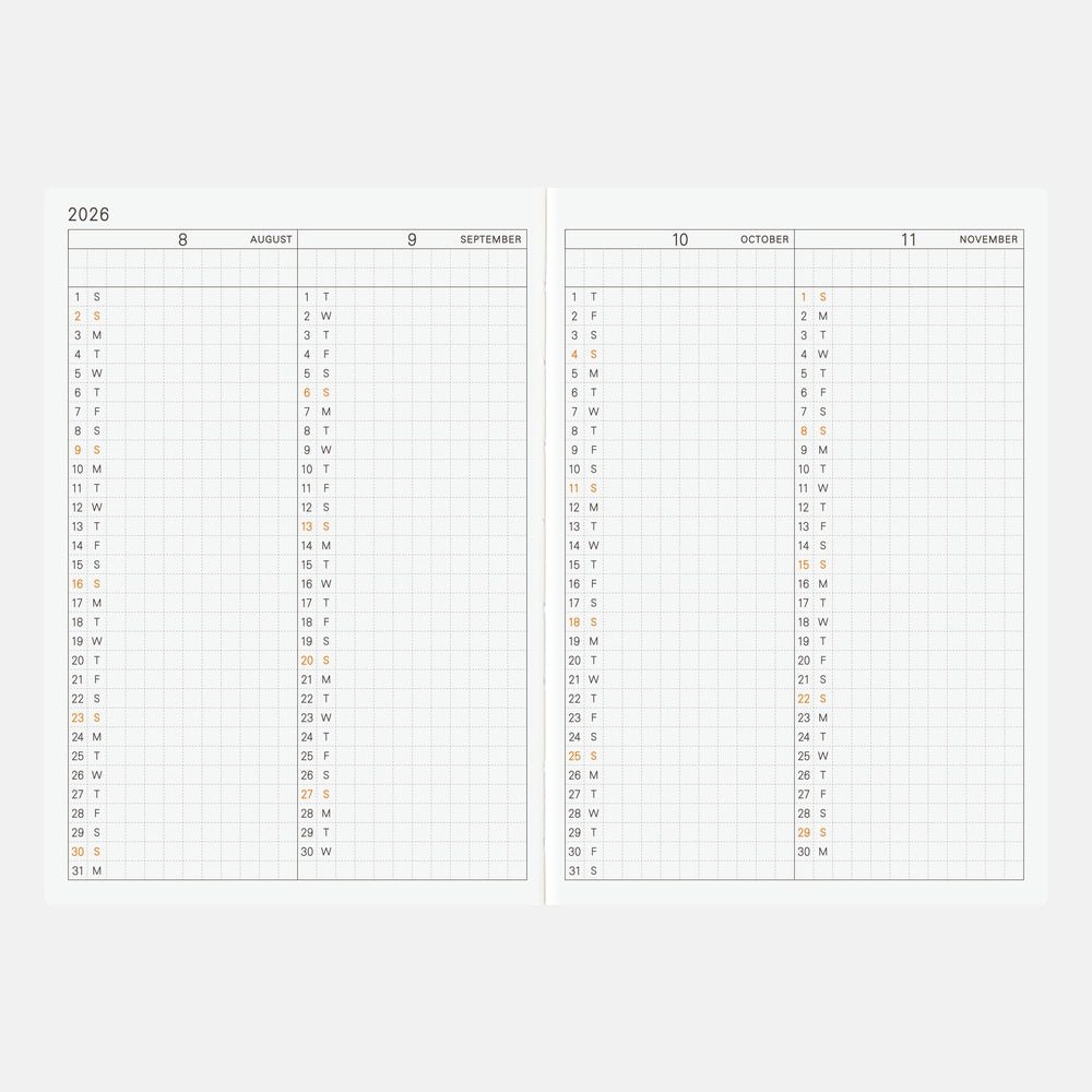 Hobonichi Techo 2026 A6 English Planner Book | Book Only