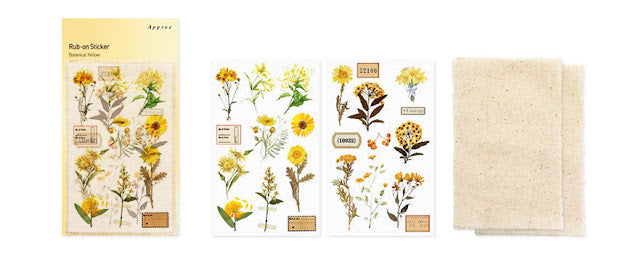 Botanical Yellow Rub-On Stickers